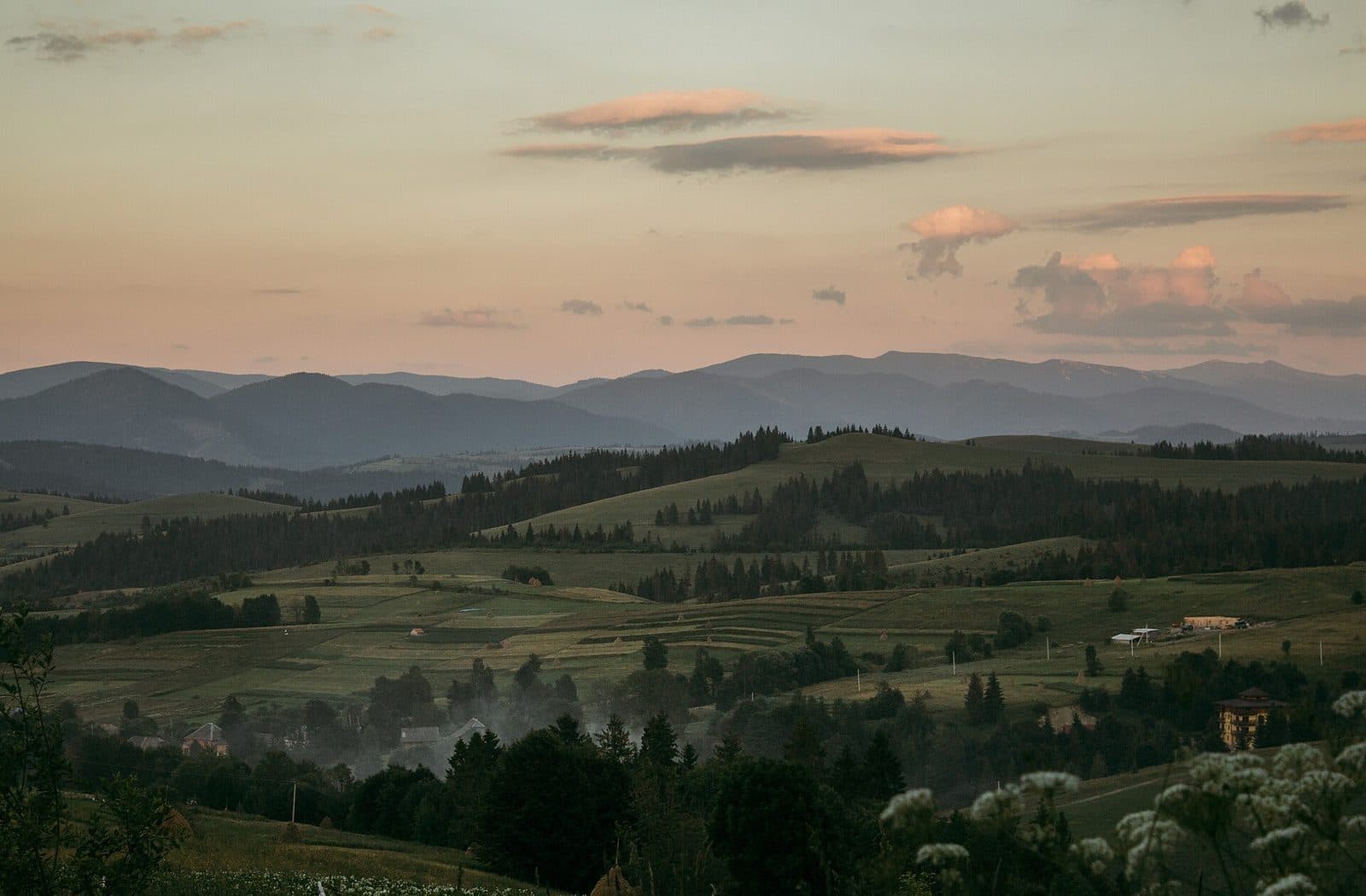 Misty Carpathian mountains